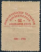 1923/1924 Székesfővárosi jubileumi illetékbélyeg 10.000K/10K, a felülnyomat gépszínátnyomatával / with machine offset of overprint