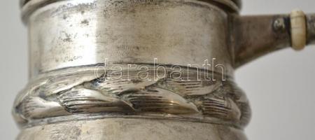 1913 ezüst (Ag.) kiöntő készlet, elefántcsont gyűrűkkel, jelzett, mesterjeggyel (HS), összesen: 4 db...