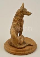 Farkaskutya szobor, fa talpon, réz, jelzés nélkül, m: 15 cm