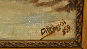 Altorjai Göbel János (?-?): Katonák a hóviharban. Olaj, vászon, jelzett, keretben, 63×44 cm