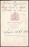 cca 1860 Voggenhuber Vilma (1845-1888) színész-énekesnő keményhátú fotó, Emil Tiedmann műterméből, 1...