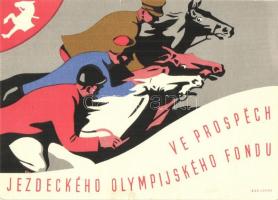 Ve Prospech Jezdeckého Olympijského Fondu. Jezdecky Sport Zoceluje Charakter a Svalstvo / For the benefit of Olympic Equestrian Fund, Equestrian Sports charity card 1937 Malodohodové Jezdecké Hry A Military So. Stpl s: Boh. Lonek (EK)