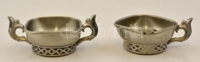 ITB Norvég ón egy, és két füles poharak, jelzett, m: 3,5 cm, d: 7 cm. / ITB Norway tinn cups, signed, t.: 3,5 cm, d: 7 cm.