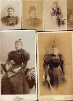cca 1870-1890 13 db hölgyeket ábrázoló keményhátú fotó