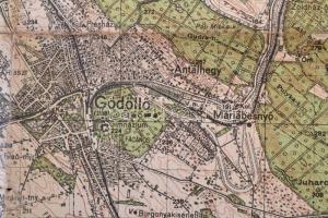 1943 Gödöllő és környékének térképe, kiadja a M. kir. honvéd térképészeti intézet, rajta ceruzás jel...