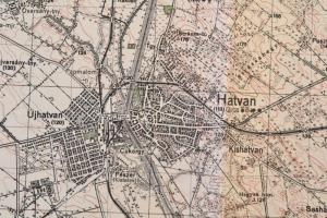 1943 Hatvan és környékének térképe, kiadja a M. kir. honvéd térképészeti intézet, rajta ceruzás jelö...