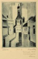 Kmetty János (1889-1975):  Ucca. Rézkarc, papír, jelzett, 12,5×9,5 cm
