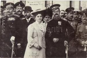 1903 Alexander I of Serbia with his wife, Draga Masin. Velicskovics, the royal couples doctor, C. Markovics, the prime minister, Ninerics, the former Minister of Justice. Original photo!