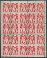 1936 UT REGNET 4f adománybélyeg, 25-ös ív / Charity stamp, sheet of 25
