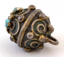 6 db antik gomb gyöngyházzal díszítve, d: 2 cm