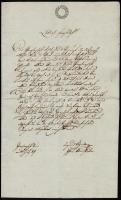 1819 Német nyelvű levél hivatalos ügyekben, szignettával