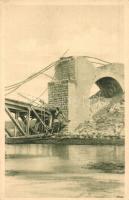 1915 Strypa, Gesprengte Eisenbahnbrücke am Fluss. Weltkrieg 1914-16. Feldpostkarte / destroyed railway bridge on the river