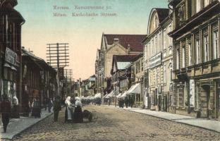 Jelgava, Mitau; Katholische Strasse / street view with shops