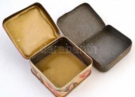 Stühmer Kakaó fém henger alakú doboz, m: 21 cm, d: 12 cm + Békési Mézcukorka fém doboz, 7x7x3,5 cm +...