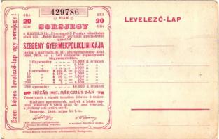 Temesvár, Timisoara; Szegénygyermek poliklinika, hátoldalon sorsjegy a klinika javára / children...