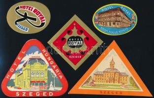 10 db szegedi bőröndcímke (Hotel Hungária, stb.)