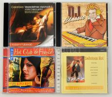 4 db érdekes zenei CD: DJ Classic; Jazz The Essential Collection Vol. 4.; Casanova: Veszedelmes viszonyok 1. (hangoskönyv); Gipsy Boys: The Best of Hot Club de France