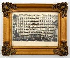 1954 Az Erdőmérnöki Főiskola 1954-ben végzett hallgatói, tablókép, üvegezett díszes fa keretben, 16,5×22,5 cm