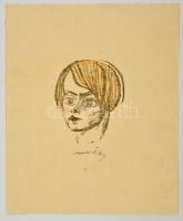 Márffy Ödön (1878-1959): Csinszka. Színezett litográfia, papír, jelzett,  16×13 cm