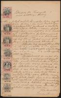 1884 Okirat 16,80Ft okmánybélyeggel / Document with 16,80Ft fiscal stamps
