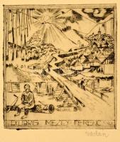 Vadász Endre (1901-1944): Tiz rézkarc ex libris (1935). Rézkarc, papír, jelzett, 9×8,5 cm (10 ×) Dr....