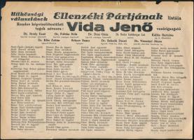 cca 1936 Hitközségi választások Ellenzéki Pártjának listája