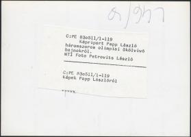 Papp László  ökölvívó, MTI fotó (Petrovits László), hátulján feliratozva, 12,5×17,5 cm