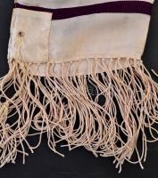 cca 1930 Lila sávokkal díszített tallit imasál és tfilin bőr imaszíj
