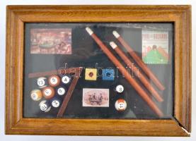 OTP Bank billiárd díszítésű fa doboz, 12x17x8 cm