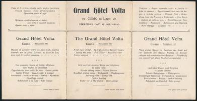 cca 1910 A Grand Hotel Volta, Comóban. Háromrészes képes ismertető. szép állapotban. / cca 1910 Como, picture booklet of the Grand Hotel Volta