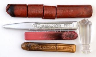 cca 1910 Pecsétnyomó készlet. Raiterlust márkájú. Kompletten, eredeti arannyomású bőr tokban. Jó áll...