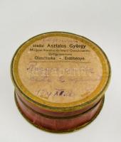 1924 Régi gyógyszeresdoboz, szadai Asztalos györgy Magyar Korona és Isteni Gondviselés gyógyszertára, Olaszliszka-Erdőbénye, 2,5x5,5 cm.