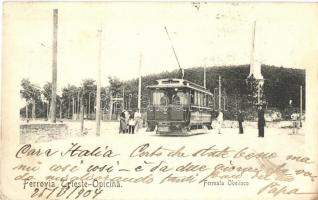 Trieste, Ferrovia Trieste-Opicina, Fermata Obelisco / tramway station with tram  Nr. 2. (EK)