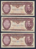 1992. 100Ft (3x) egymásutáni sorszámmal T:I