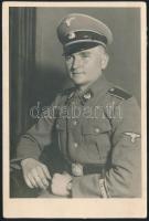 1943 Német SS tiszt fotója képeslapként megírva. Ragasztónyomokkal / German SS. officer photo.