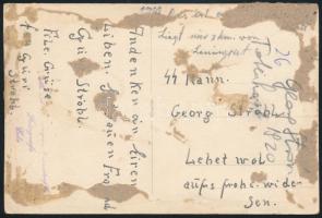 1943 Német SS tiszt fotója képeslapként megírva. Ragasztónyomokkal / German SS. officer photo