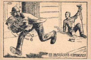 Népbiztos és hadirokkant; kommunizmus ellenes propaganda lap, Besskó Károly kiadása / Der Unverfälschte Kommunismus / The Unadulterated communism. Hungarian anti-communist propaganda art postcard (EK)