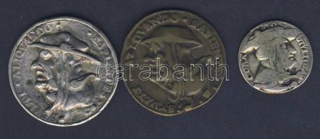 Antipápa érmék 3klf Ag (2x) + Br (1x) "Ecclesia perverza" Duplafejek: pápa-ördög, ill. érsek-bohóc, későbbi öntvények cca 18.sz. T:2,2/3 RR!!