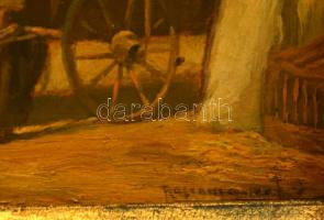 Rosenmayer Ferenc (1864-1912): Vásárban. Olaj, falemez, jelzett, keretben, 9×15,5 cm