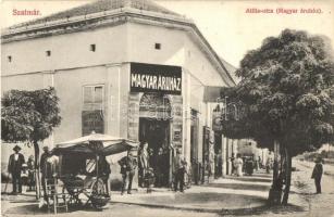 Szatmár (Szatmárnémeti), Satu Mare; Attila utca, Magyar áruház és saját kiadása / street with Hungarian shop