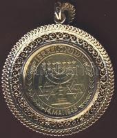 Izrael 1960. "Theodor Herzl" Au 15,10g modern érem áttört keretben T:2/3 h