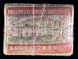 1938 Budapesti Turista Egyesület "Dr. György Dezső" menedékház 100 db piros-arany domborny...
