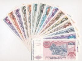 Horvátország/Krajna Szerb Köztársaság 1993. 5000D + 50.000D + 100.000D + 500.000D + 5.000.000D + 100...