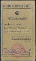 1943 Magyar Volksbund tagsági igazolvány HItler idézettel, tagsági bélyegekkel / Hungarian Volksbund id.