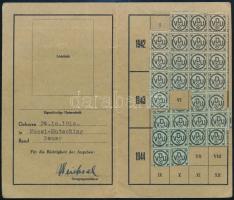 1943 Magyar Volksbund tagsági igazolvány HItler idézettel, tagsági bélyegekkel / Hungarian Volksbund...