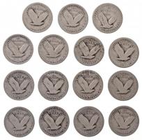 Amerikai Egyesült Államok 1917-1930. 25c Ag "Standing Liberty" (15x) T:3,3- / USA 1917-193...