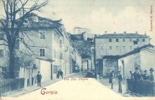 Gorizia, Görz; Via Sta. Chiara / street view with the castle in the background