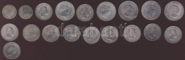 Német Államok/Poroszország kis Ag hagyaték tétel 1839-1870. 1/2SGr (2x), 1SGr (9x), 2 1/2SGr (4x) T:...