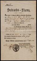 1834 Házassági engedély katona részére / Marriage licence for soldier.