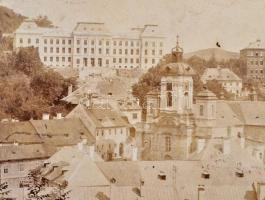 cca 1890 Selmecbánya, Látkép, M. Kir. Bányászati és Erdészeti Akadémia palota, templom, Baker Alajos...